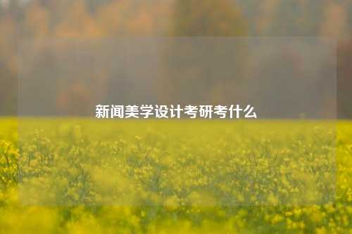 新闻美学设计考研考什么