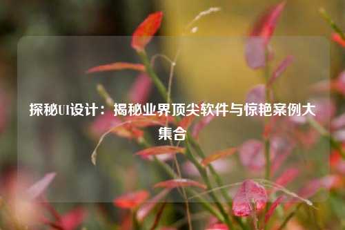 探秘UI设计:揭秘业界顶尖软件与惊艳案例大集合